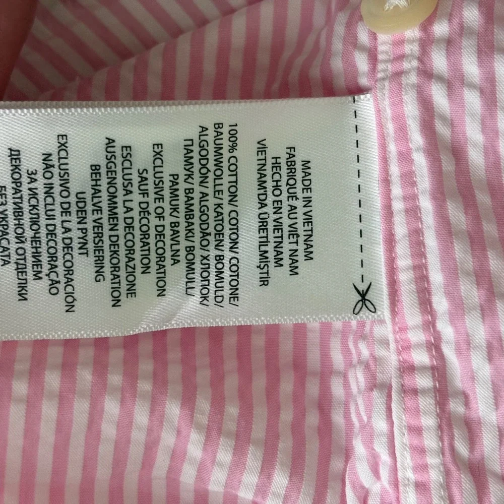 Polo Ralph Lauren Mens Pink White Seersucker Striped Short Sleeve Shirt L Preppy
